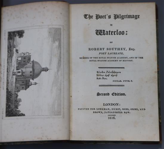 Southey, Robert - The Poets Pilgrimage to Waterloo, 2nd edition, 12mo, half calf, 8 engraved plates, Longman,